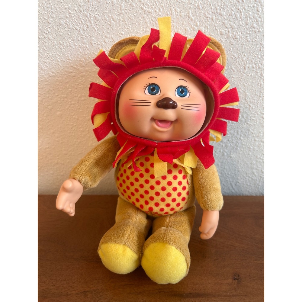 Cabbage Patch Kids Cuties Lion Plush Doll Tan Red Yellow Polka Dot Mane CPK